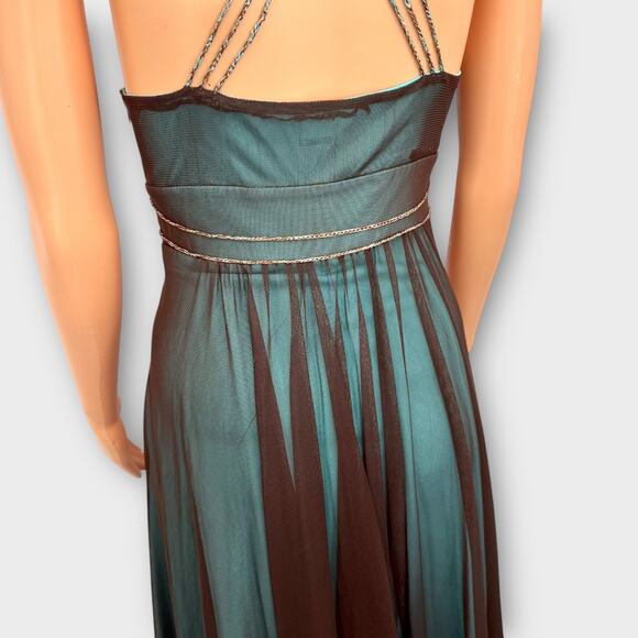 Fairycore Y2K Beaded Crochet Mesh Overlay Handkerchief Hem Midi Dress Size 6 - Picture 10 of 16